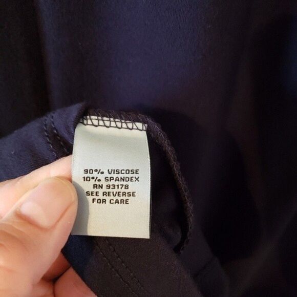 Joan Vass Navy Midi Dress Cap Sleeeve Stretch Jersey Knit Medium - Picture 6 of 6